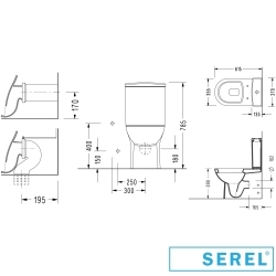 Serel - Serel Friendly Duvara Tam Dayalı Klozet, 61 cm