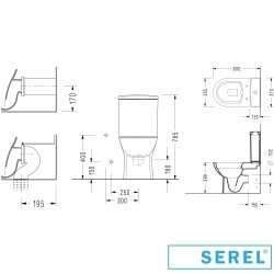 Serel - Serel Friendly Purewash Kanalsız Duvara Tam Dayalı Klozet, 60 cm