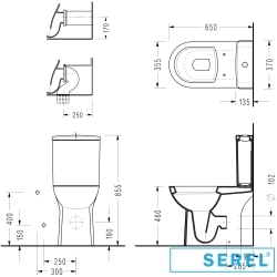Serel - Serel Bedensel Engelli İçin Duvara Tam Dayalı Klozet, 65 cm