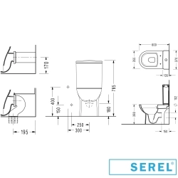 Serel - Serel Friendly Purewash Kanalsız Yarı Duvara Dayalı Klozet, 60 cm