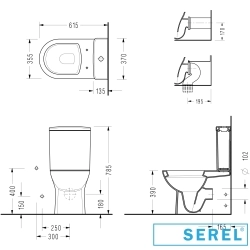 Serel - Serel Friendly Duvara Tam Dayalı Klozet ve 39 cm Rezervuar Seti