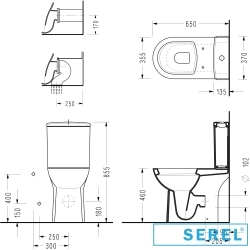 Serel - Serel Bedensel Engelli Duvara Tam Dayalı Klozet ve 39 cm Rezervuar Seti