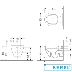 Serel - Serel Smart Purewash Kanalsız Asma Klozet, 52 cm