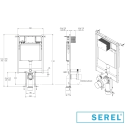 Serel - Serel Smooth Asma Klozet İçin Tuğla ve Alçıpan Duvar İçi Gömme Rezervuar (Dik Pis Su Çıkışlı)