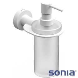 Sonia - Sonia Tecno Sıvı Sabunluk, Mat Beyaz (Duvardan, Beyaz + Cam) - 166121