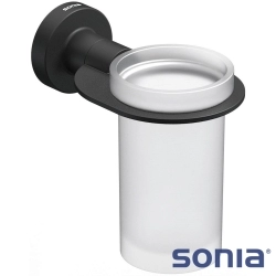 Sonia - Sonia Tecno Diş Fırçalığı, Mat Siyah (Duvardan, Siyah + Cam) - 166237