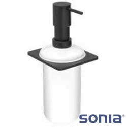 Sonia - Sonia S-Cube Sıvı Sabunluk, Mat Siyah (Duvardan, Siyah + Cam) - UNI006-01-N