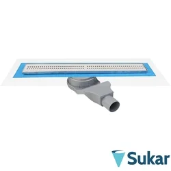 Sukar - Sukar Line2 Cube Izgaralı Lineer Duş Kanalı, İkiz Giderli, 70 cm, Mat Paslanmaz Çelik, Plastik Kasa Sürme Yalıtım