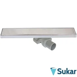 Sukar - Sukar Line4E Plain Izgaralı Lineer Duş Kanalı, 20 cm, Mat Paslanmaz Çelik, Plastik Kasa, Yalıtım Eteksiz