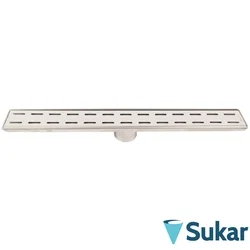 Sukar - Sukar Line6 Slot Izgaralı Lineer Duş Kanalı, 50 cm, Parlak Krom, Paslanmaz Çelik Kasa, Koku Önleyicili, Yalıtım Eteksiz