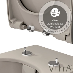 Vitra - Vitra Memoria Klozet Kapağı, Mat Bej, Yavaş Kapanır, Kolay Sökülebilir