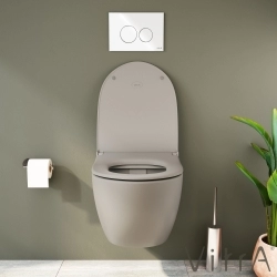 Vitra - Vitra Sento Slim Klozet Kapağı, Yavaş Kapanır, Mat Bej