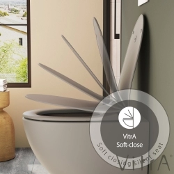 Vitra - Vitra Sento Slim Klozet Kapağı, Yavaş Kapanır, Mat Bej
