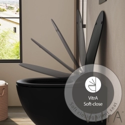 Vitra - Vitra Sento Slim Klozet Kapağı, Yavaş Kapanır, Mat Siyah