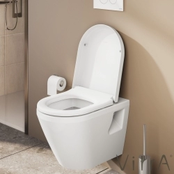 Vitra - Vitra Arkitekt Model-2 Yuvarlak Form Klozet Kapağı, Yavaş Kapanır, Kolay Sökülebilir