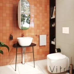 Vitra - Vitra Plural Klozet Kapağı, Bakır Renk Metal Menteşeli, Yavaş Kapanır, Kolay Sökülebilir, Beyaz