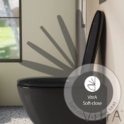 Vitra - Vitra Sento Yavaş Kapanır Klozet Kapağı, Kolay Sökülebilir, Siyah