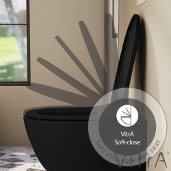 Vitra - Vitra Sento Yavaş Kapanır Klozet Kapağı, Kolay Sökülebilir, Mat Siyah