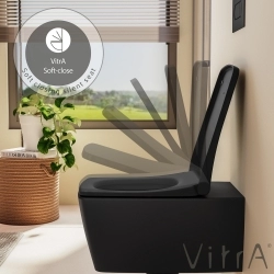Vitra - Vitra Metropole Slim Klozet Kapağı, Yavaş Kapanır, Kolay Sökülebilir, Mat Siyah