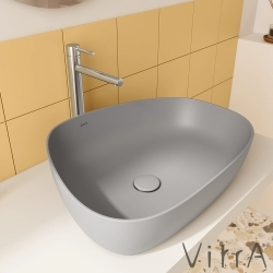 Vitra - Vitra Outline Asimetrik Çanak Lavabo, 56 cm, Mat Taş Gri