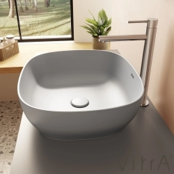 Vitra - Vitra Outline Kare Çanak Lavabo, 48 cm, Mat Taş Gri