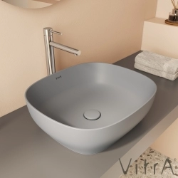 Vitra - Vitra Outline Kare Çanak Lavabo, 48 cm, Mat Taş Gri