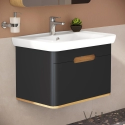 Vitra - Vitra Sento Tek Çekmeceli Lavabo Dolabı, Ayaksız, 80 Cm, Mat Antrasit