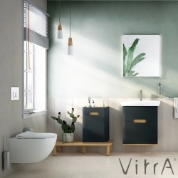Vitra - Vitra Sento Çift Çekmeceli Lavabo Dolabı, Ayaksız, 65 Cm, Mat Antrasit