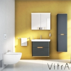 Vitra - Vitra Sento Çift Çekmeceli Lavabo Dolabı, Ayaksız, 80 Cm, Mat Antrasit