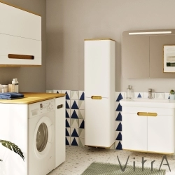 Vitra - Vitra Sento Çamaşır Sepetli Boy Dolabı, Ayaksız, Sol, Mat Beyaz