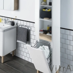 Vitra - Vitra Sento Çamaşır Sepetli Boy Dolabı, Ayaksız, Sol, Mat Beyaz