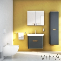 Vitra - Vitra Sento Çamaşır Sepetli Boy Dolabı, Ayaksız, Sol, Mat Antrasit