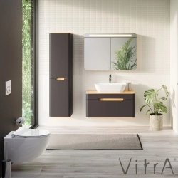 Vitra - Vitra Sento Çamaşır Sepetli Boy Dolabı, Ayaksız, Sol, Mat Antrasit