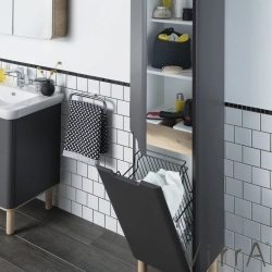 Vitra - Vitra Sento Çamaşır Sepetli Boy Dolabı, Ayaksız, Sol, Mat Antrasit