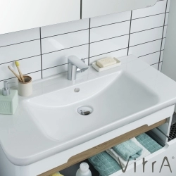 Vitra - Vitra Sento Led Aydınlatmalı Dolaplı Ayna, 80 cm, Açık Meşe