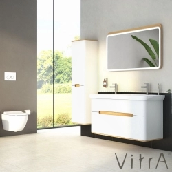 Vitra - Vitra Sento Çift Çekmeceli, Çift Lavabo Hazneli Lavabo Dolabı, Ayaksız, 130 Cm, Mat Beyaz