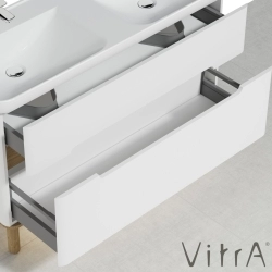 Vitra - Vitra Sento Çift Çekmeceli, Çift Lavabo Hazneli Lavabo Dolabı, Ayaksız, 130 Cm, Mat Beyaz