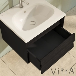 Vitra - Vitra Frame Lavabo Dolabı, 60 cm, Lavabolu Mat Siyah-Hareli Meşe (5707 Beyaz Lavabo Dahil)