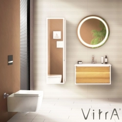 Vitra - Vitra Frame Lavabo Dolabı, 80 cm, Lavabolu, Mat Beyaz-Dore Meşe (5708 Beyaz Lavabo Dahil)