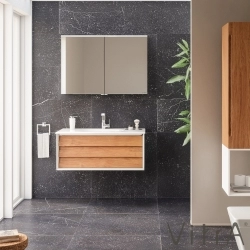 Vitra - Vitra Frame Lavabo Dolabı, 100 cm, Lavabolu, Mat Beyaz-Dore Meşe (5709 Beyaz Lavabo Dahil)