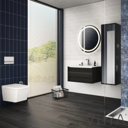 Vitra - Vitra Frame Lavabo Dolabı, 100 cm, Mat Siyah-Hareli Meşe (5709 Beyaz Lavabo Dahil)