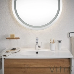 Vitra - Vitra Frame Çift Çekmeceli Lavabo Dolabı, 80 cm, Mat Beyaz-Dore Meşe (5707 Beyaz Lavabo Dahil)