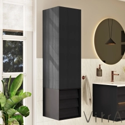 Vitra - Vitra Frame Çekmeceli Boy Dolabı, Hareli Siyah Meşe-Mat Siyah, Sol