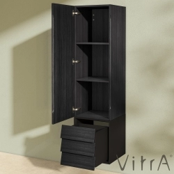 Vitra - Vitra Frame Çekmeceli Boy Dolabı, Hareli Siyah Meşe-Mat Siyah, Sol