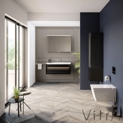 Vitra - Vitra Frame Çekmeceli Boy Dolabı, Hareli Siyah Meşe-Mat Siyah, Sağ