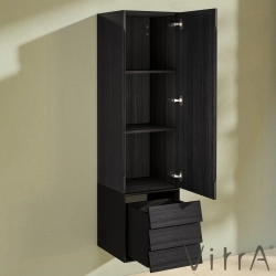 Vitra - Vitra Frame Çekmeceli Boy Dolabı, Hareli Siyah Meşe-Mat Siyah, Sağ