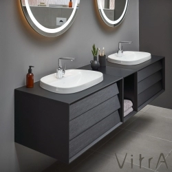 Vitra - Vitra Frame Lavabo Dolabı, 80 cm, Çift Çekmeceli, Tezgahüstü Tv-Shape Lavabolu, Mat Siyah