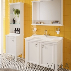 Vitra - Vitra Valarte Kapaklı Etajerli Lavabo Dolabı, 100 cm, Mat Beyaz (Lavabo Dahil-Krom Kulplu)