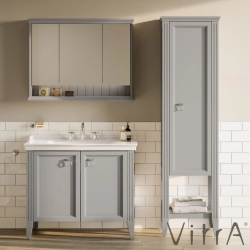 Vitra - Vitra Valarte Boy Dolabı Krom Kulplu, 55 cm, Mat Gri (Sol)