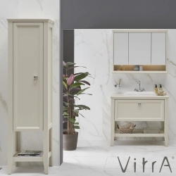 Vitra - Vitra Valarte Boy Dolabı Krom Kulplu, 55 cm, Mat Fildişi (Sol)